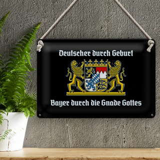 Blechschild Spruch 30x20cm Deutscher durch Geburt Bayer