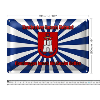 Blechschild Spruch 30x20cm Hamburger durch die Gnade