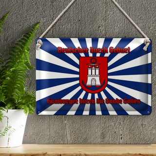 Blechschild Spruch 30x20cm Hamburger durch die Gnade