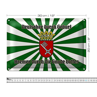 Blechschild Spruch 30x20cm Bremer durch die Gnade Gottes