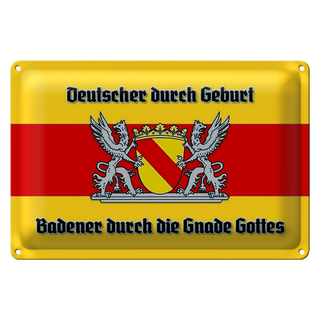 Blechschild Spruch 30x20cm Badener durch die Gnade Gottes