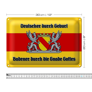 Blechschild Spruch 30x20cm Badener durch die Gnade Gottes
