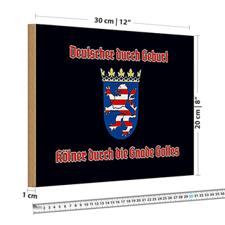 Holzschild Spruch 30x20cm Kölner durch die Gnade Gottes schwarzes Schild