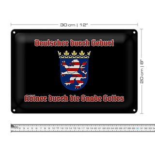 Blechschild Spruch 30x20cm Kölner durch die Gnade Gottes schwarzes Schild