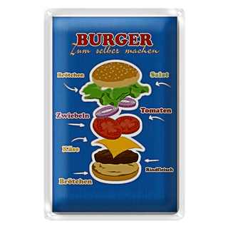 Blechschild Rezept 20x30cm Burger zum selber machen