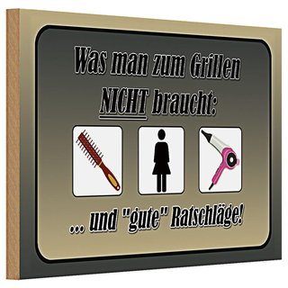 Holzschild Spruch 30x20cm was zum Grillen nicht braucht