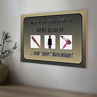 Holzschild Spruch 30x20cm was zum Grillen nicht braucht