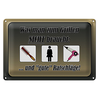 Blechschild Spruch 30x20cm was zum Grillen nicht braucht