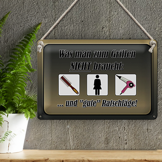 Blechschild Spruch 30x20cm was zum Grillen nicht braucht