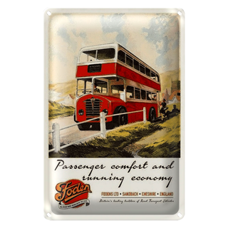 Blechschild Spruch 20x30cm Foden Bus Tour comfort economy