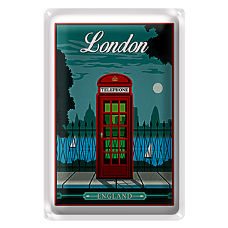 Blechschild London 20x30cm red Telephone England Telefon