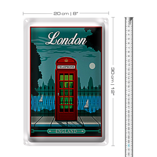 Blechschild London 20x30cm red Telephone England Telefon