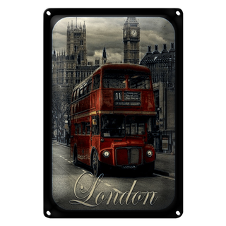 Blechschild London 20x30cm Sightseeing Bus red