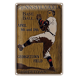 Blechschild Retro 20x30cm Pennsylvania Baseball April 8th