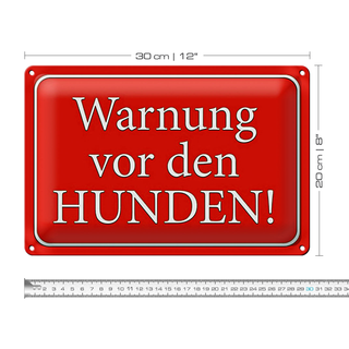Blechschild Hinweis 30x20cm Warnung vor den Hunden