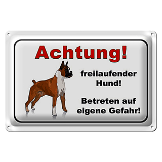 Blechschild Achtung 30x20cm freilaufender Hund Gefahr