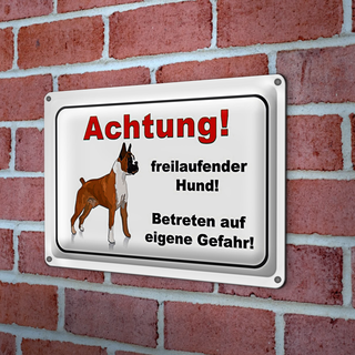 Blechschild Achtung 30x20cm freilaufender Hund Gefahr