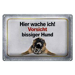 Blechschild Vorsicht 30x20cm hier wache ich bissiger Hund