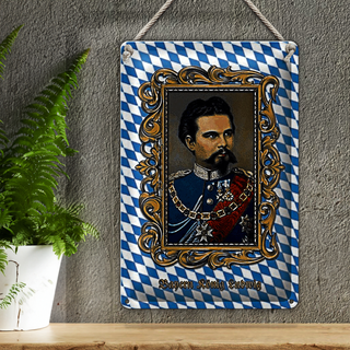 Blechschild Bayern 20x30cm König Ludwig Porträt