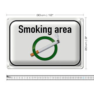 Blechschild Rauchen 30x20cm Smoking area Raucherraum