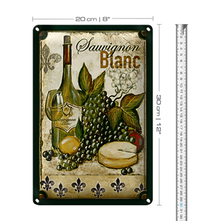 Blechschild Kunst 20x30cm Stillleben Sauvignon Blanc Wein