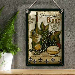 Blechschild Kunst 20x30cm Stillleben Sauvignon Blanc Wein