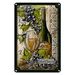 Blechschild Kunst 20x30cm Stillleben Vino Bianco Weißwein