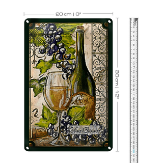 Blechschild Kunst 20x30cm Stillleben Vino Bianco Weißwein