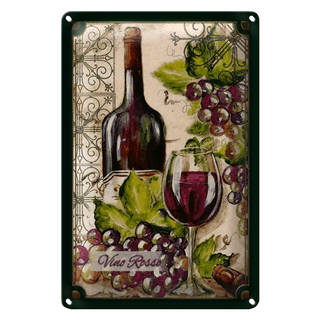 Blechschild Kunst 20x30cm Stillleben Vino Rosso Rotwein