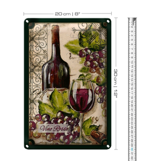 Blechschild Kunst 20x30cm Stillleben Vino Rosso Rotwein