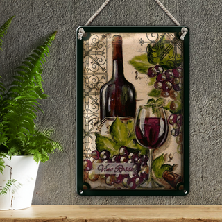 Blechschild Kunst 20x30cm Stillleben Vino Rosso Rotwein