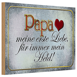 Holzschild Spruch 30x20cm Papa mein Held meine Liebe