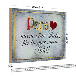 Holzschild Spruch 30x20cm Papa mein Held meine Liebe