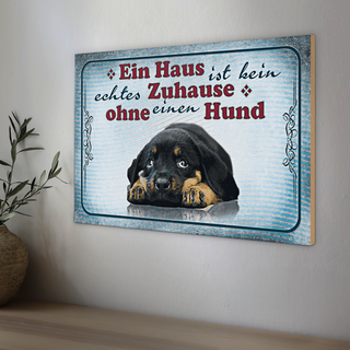 Holzschild Spruch 30x20cm kein echtes Zuhause ohne Hund