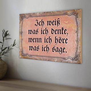 Holzschild Spruch 30x20cm ich weiß was ich denke wenn