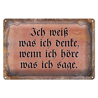 Blechschild Spruch 30x20cm ich weiß was ich denke wenn