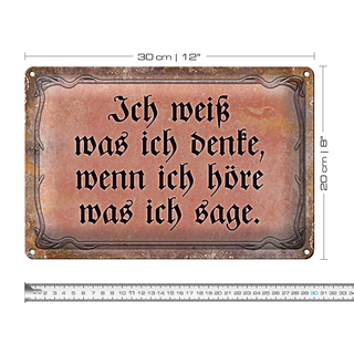 Blechschild Spruch 30x20cm ich weiß was ich denke wenn