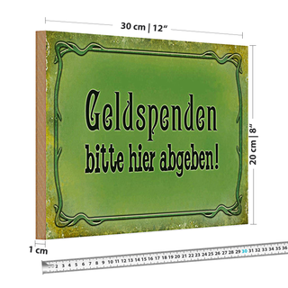Holzschild Spruch 30x20cm Geldspenden bitte hier abgeben