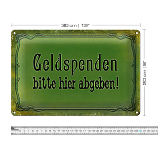 Blechschild Spruch 30x20cm Geldspenden bitte hier abgeben
