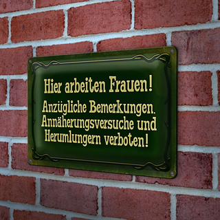 Blechschild Spruch 30x20cm Hier arbeiten Frauen
