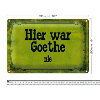 Blechschild Spruch 30x20cm Hier war Goethe nie