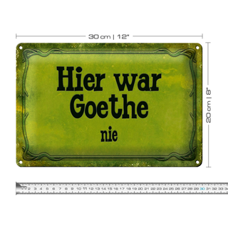 Blechschild Spruch 30x20cm Hier war Goethe nie