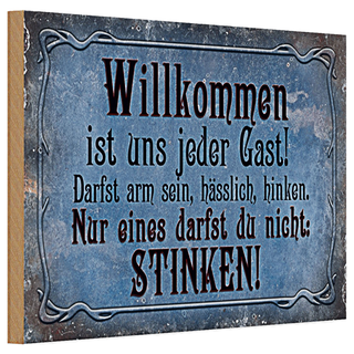 Holzschild Spruch 30x20cm Willkommen ist uns jeder Gast