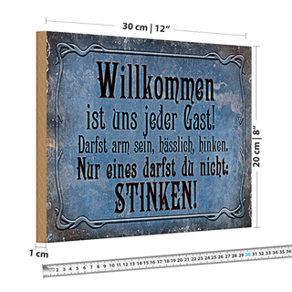 Holzschild Spruch 30x20cm Willkommen ist uns jeder Gast