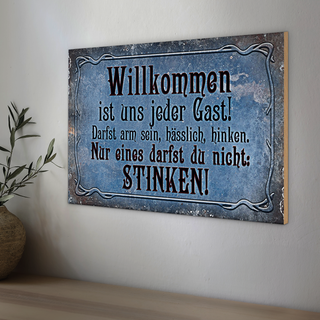 Holzschild Spruch 30x20cm Willkommen ist uns jeder Gast
