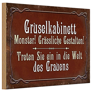 Holzschild Spruch 30x20cm Gruselkabinett treten Sie ein