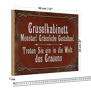 Holzschild Spruch 30x20cm Gruselkabinett treten Sie ein