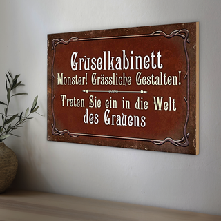 Holzschild Spruch 30x20cm Gruselkabinett treten Sie ein