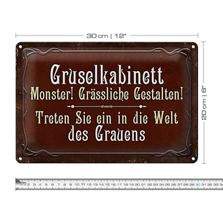 Blechschild Spruch 30x20cm Gruselkabinett treten Sie ein