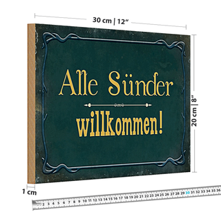 Holzschild Spruch 30x20cm alle Sünder willkommen